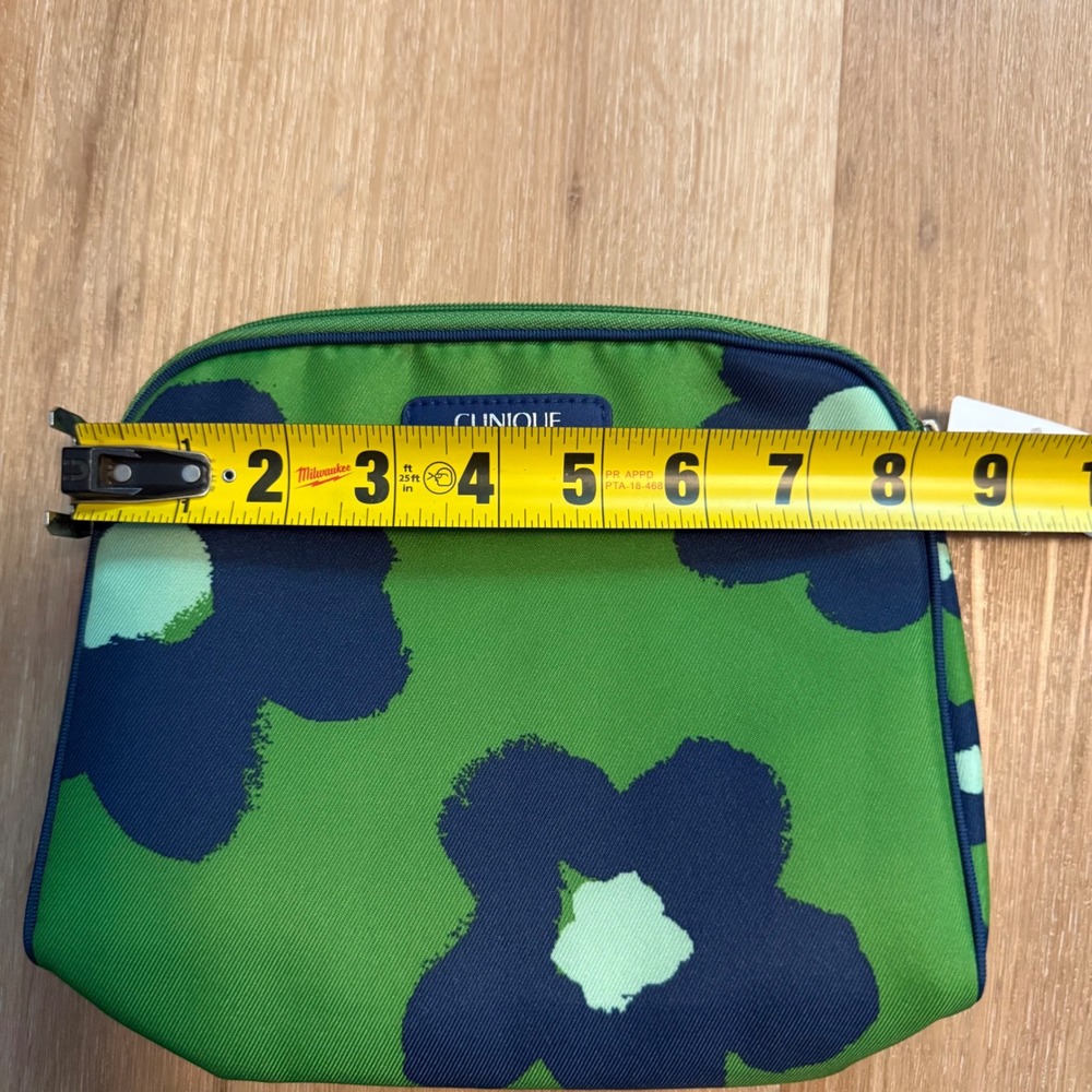 Clinique x Kate Spade New York Floral Makeup Bag Green Navy Cosmetic Pouch NWT - Picture 3 of 4